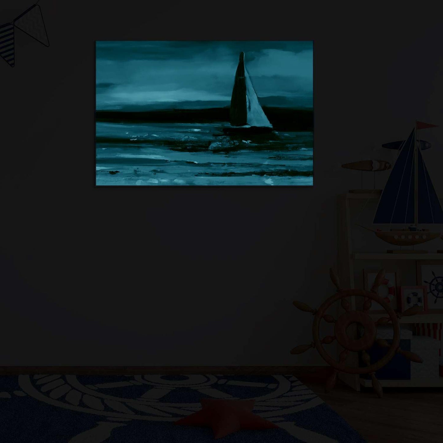 Ship & Moon Canvas Wall Art – 32x48in