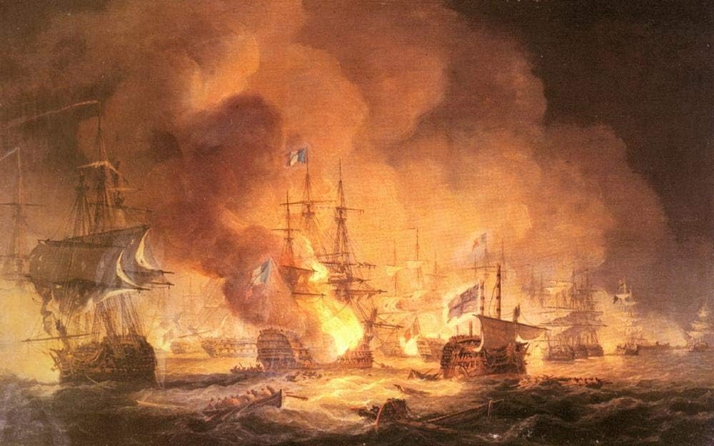 Napoleonic Warship Battle Oil Painting