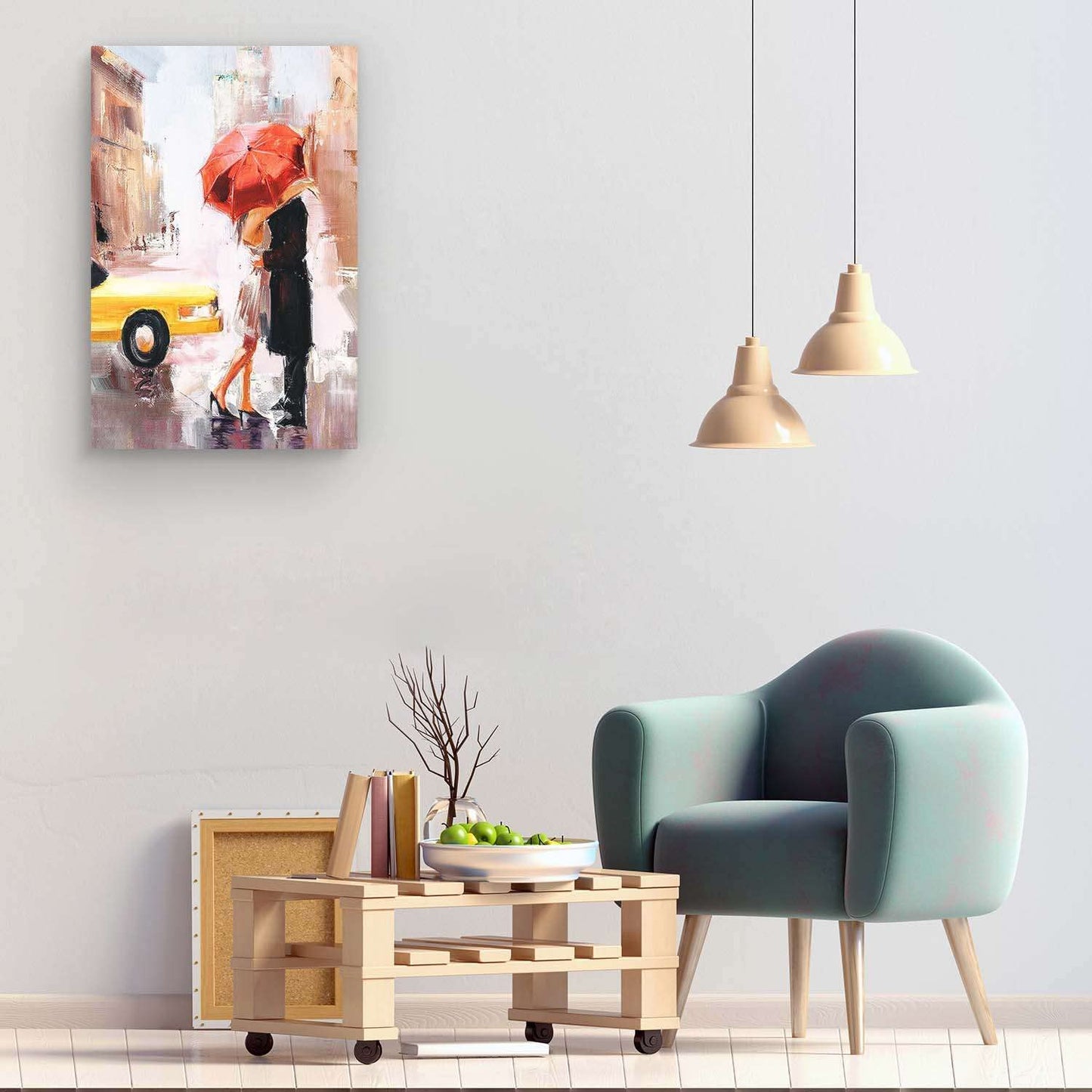 Red Boat Lake Canvas Wall Art 32x48in