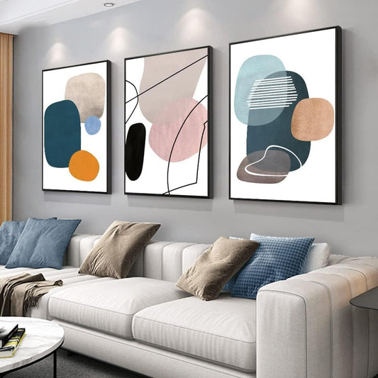 Abstract Color Block Wall Art 3PC 16x24in
