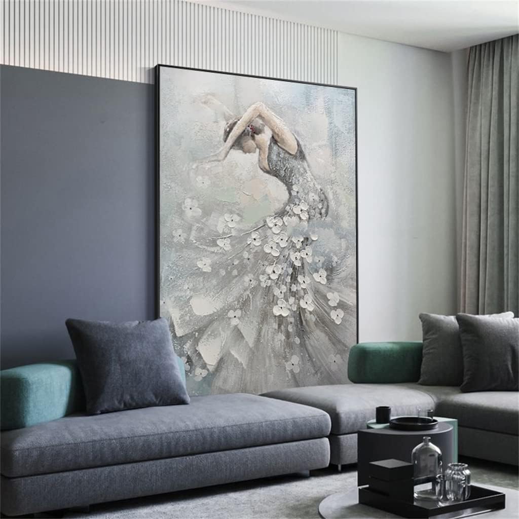 Hand-Painted Dancing Grey Oil Painting