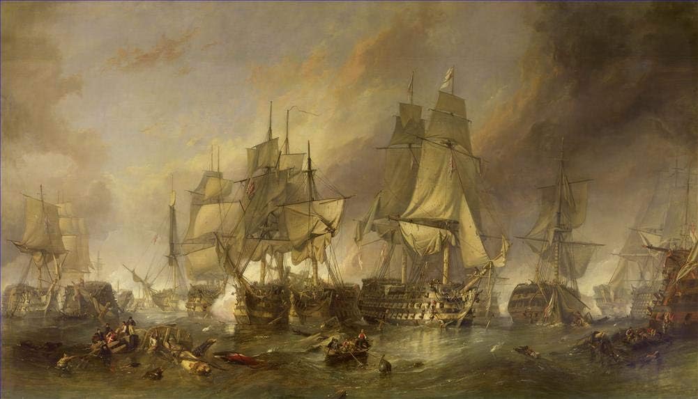 Napoleonic Warship Battle Oil Painting