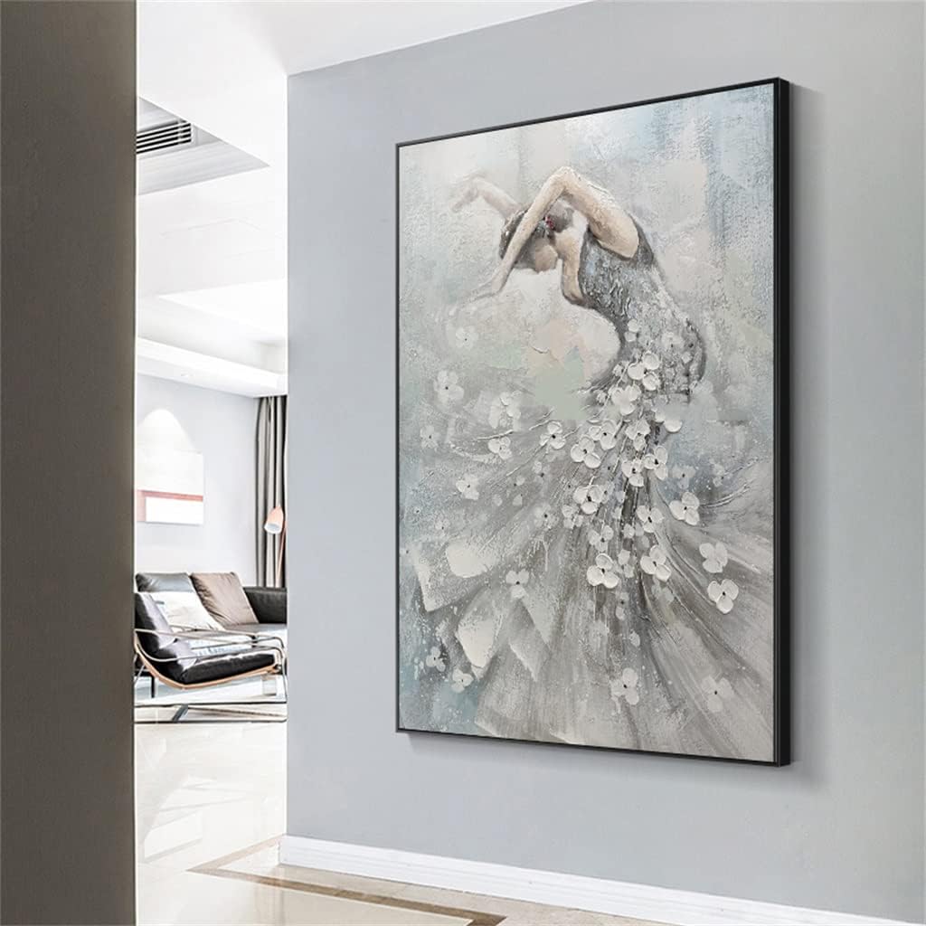 Hand-Painted Dancing Grey Oil Painting