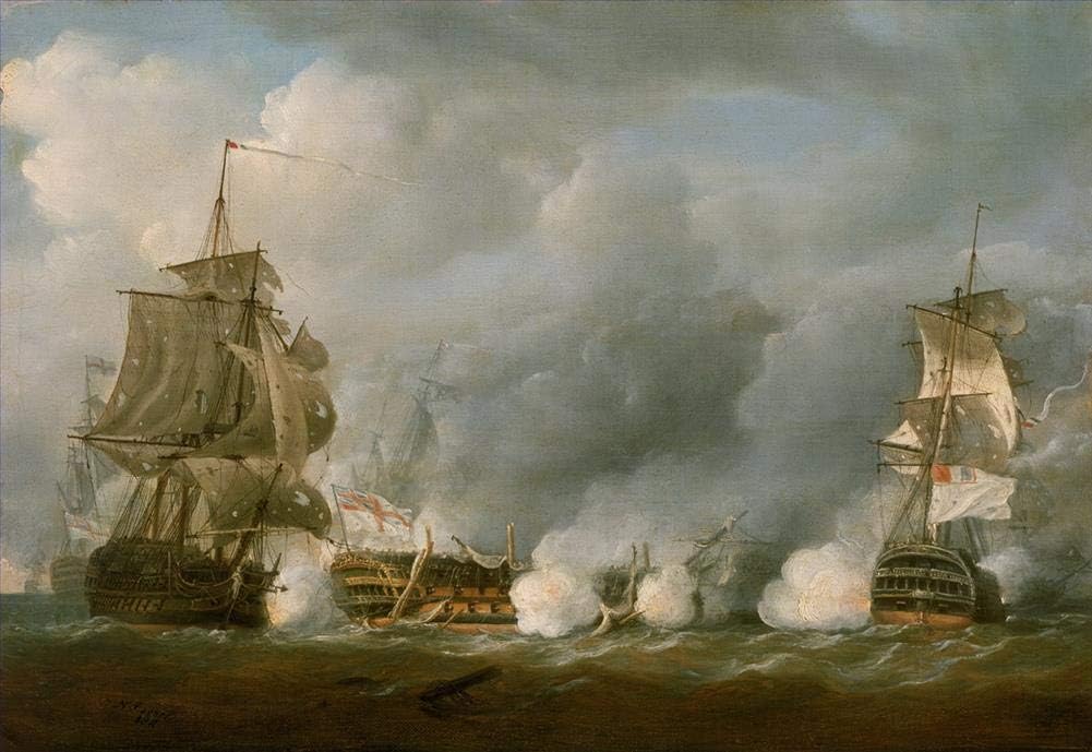 Napoleonic Warship Battle Oil Painting
