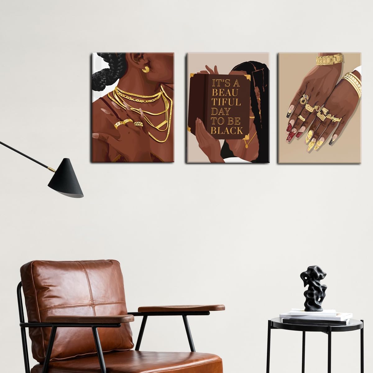 3 Pcs Black Woman Wall Art – 12x16in