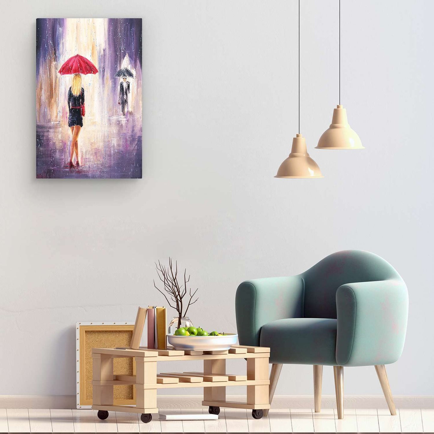 Red Boat Lake Canvas Wall Art 32x48in