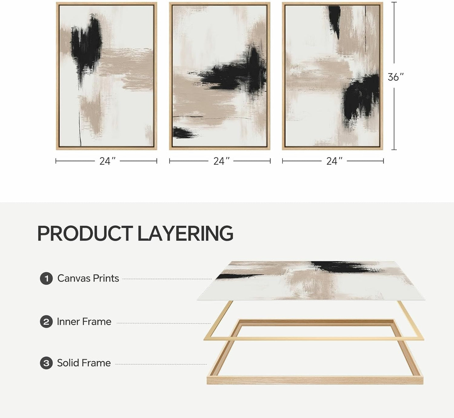 Beige Abstract Wall Art 3PC