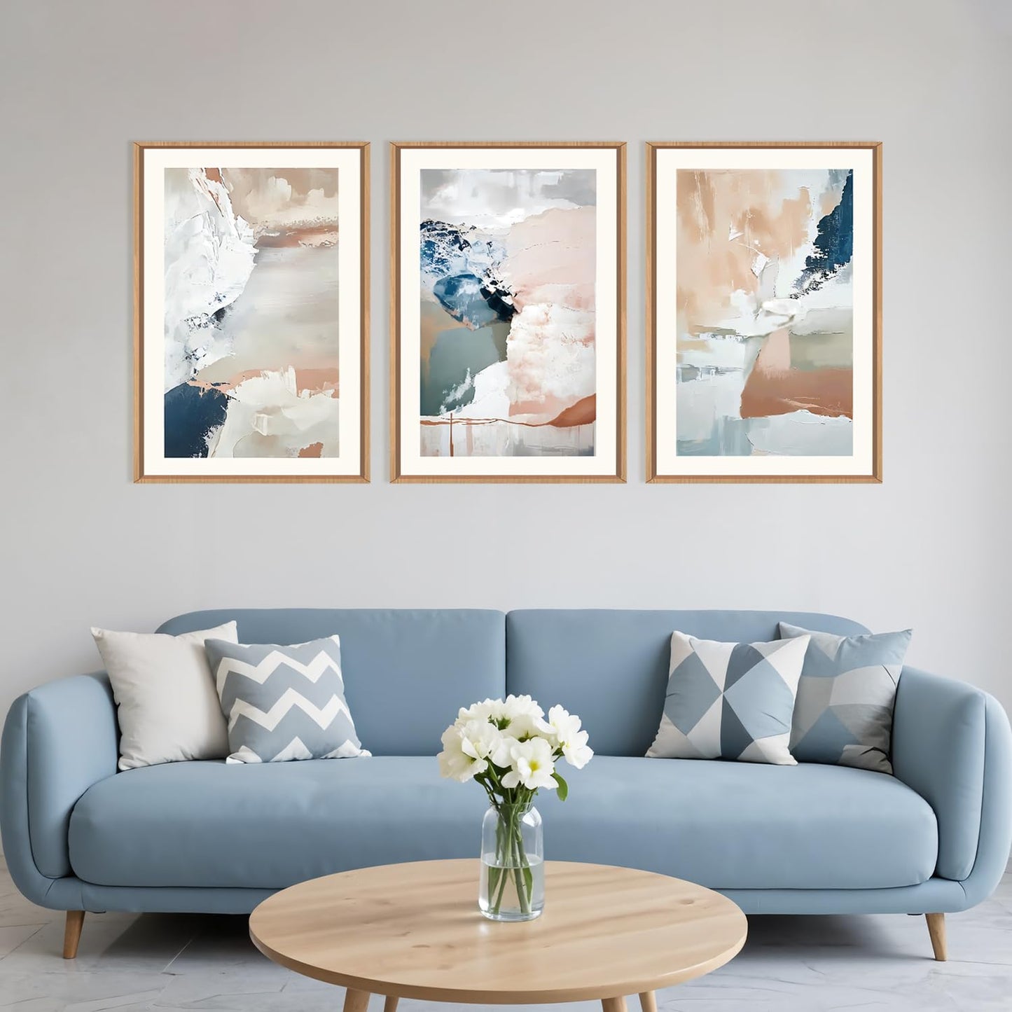 Navy Blue Abstract Wall Art 3PC 24x36in