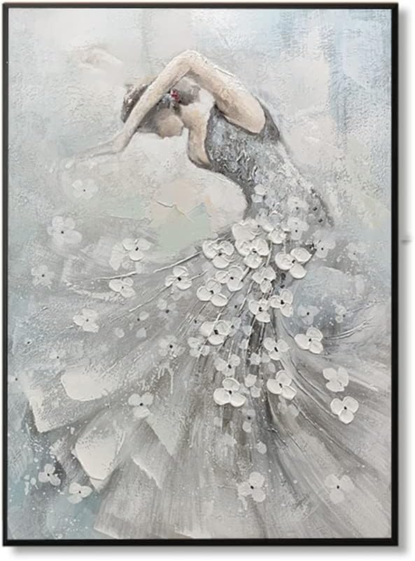 Hand-Painted Dancing Grey Oil Painting