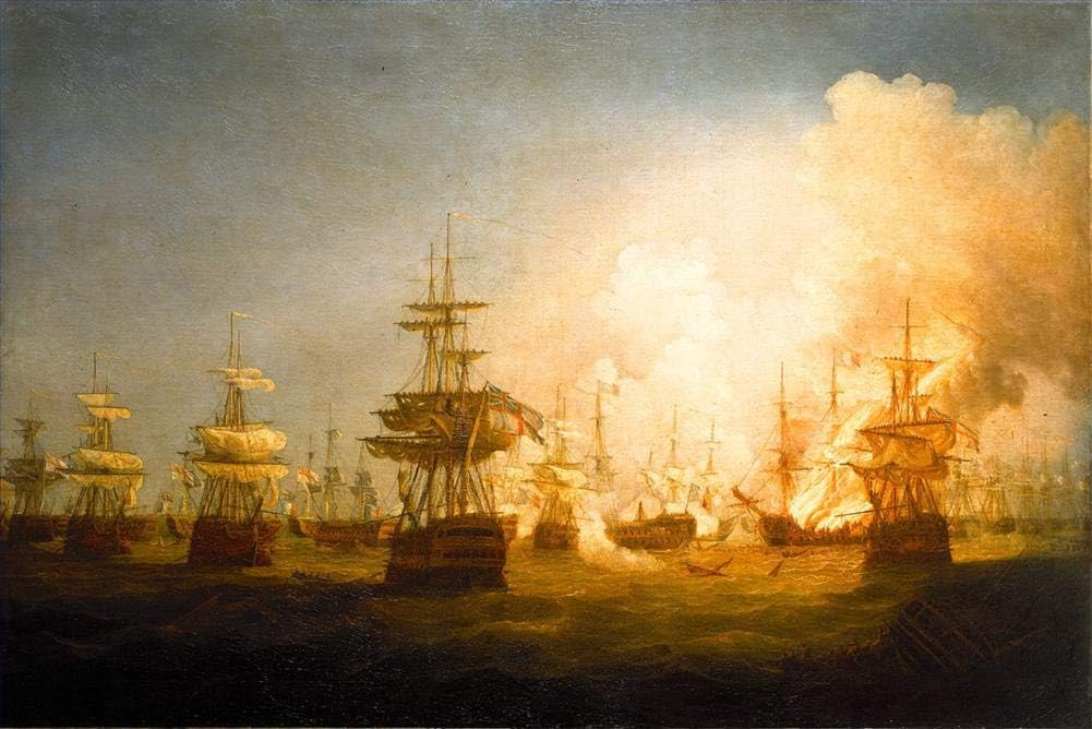 Napoleonic Warship Battle Oil Painting
