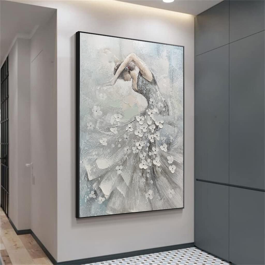 Hand-Painted Dancing Grey Oil Painting