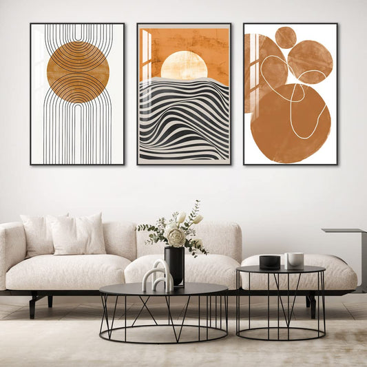 Black Framed Abstract Wall Art 3PC 24x32in