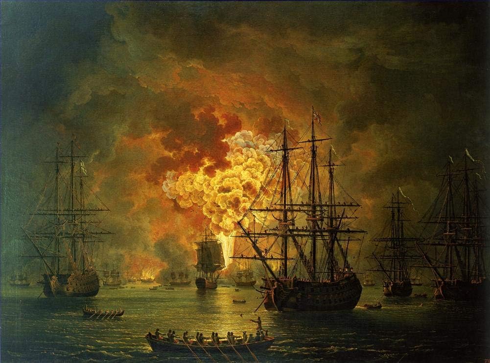 Napoleonic Warship Battle Oil Painting
