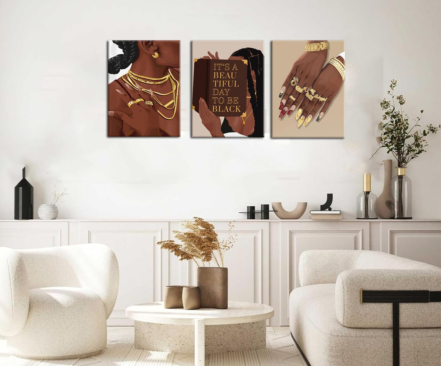 3 Pcs Black Woman Wall Art – 12x16in