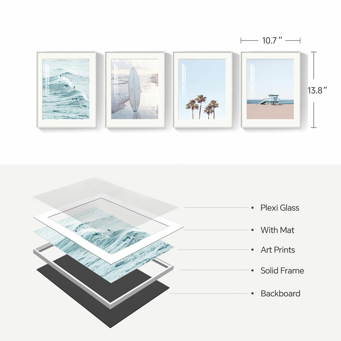 Blue Ocean Beach Wall Art 3PC 24x36in