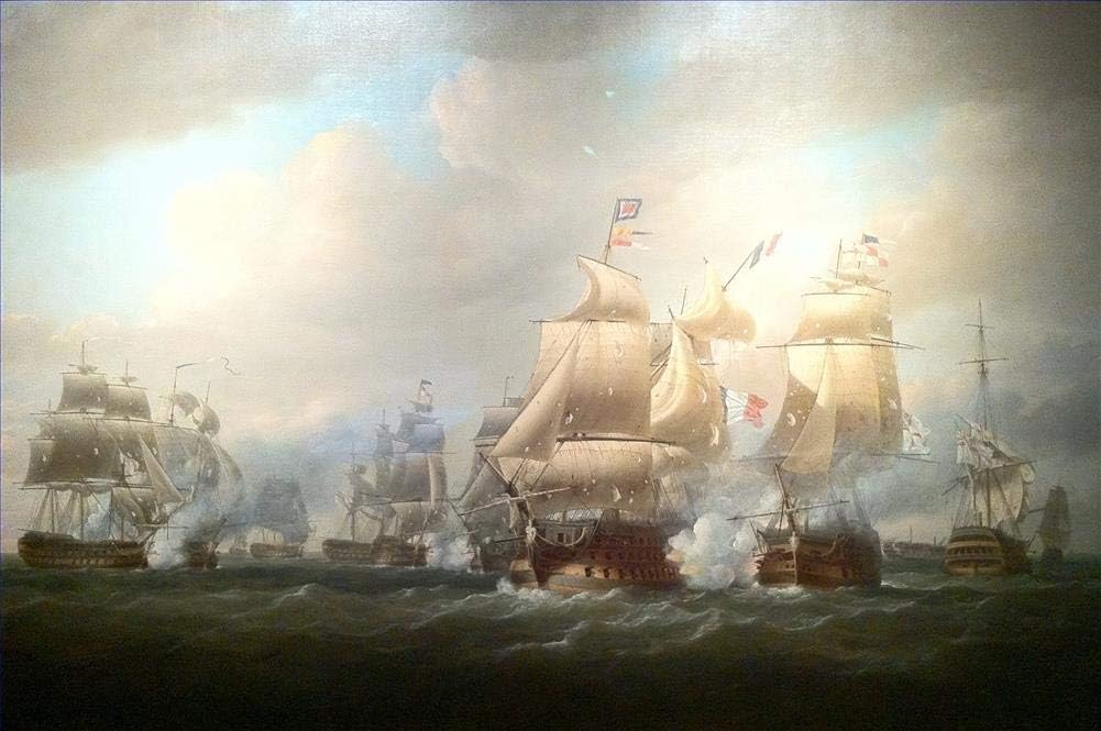 Napoleonic Warship Battle Oil Painting