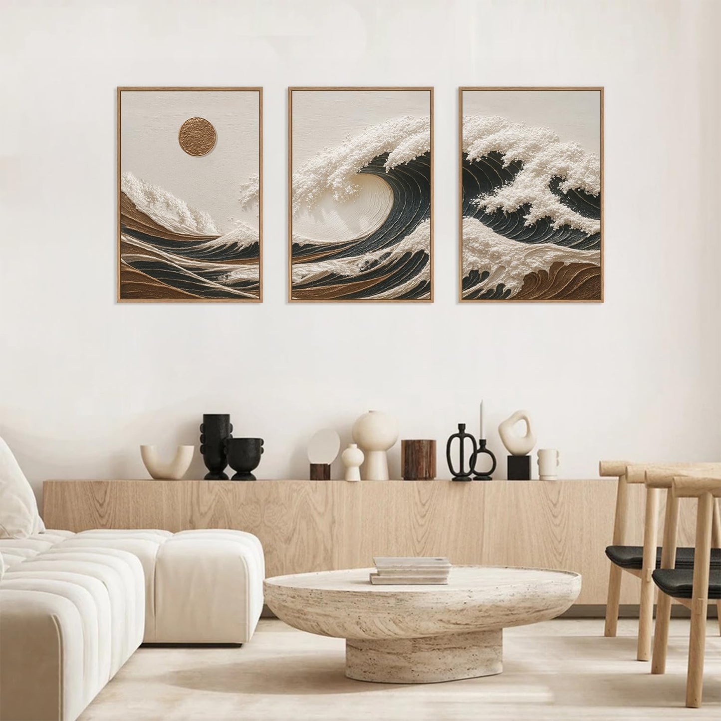Sea Wave Sunset Wall Art 3PC 16x24in