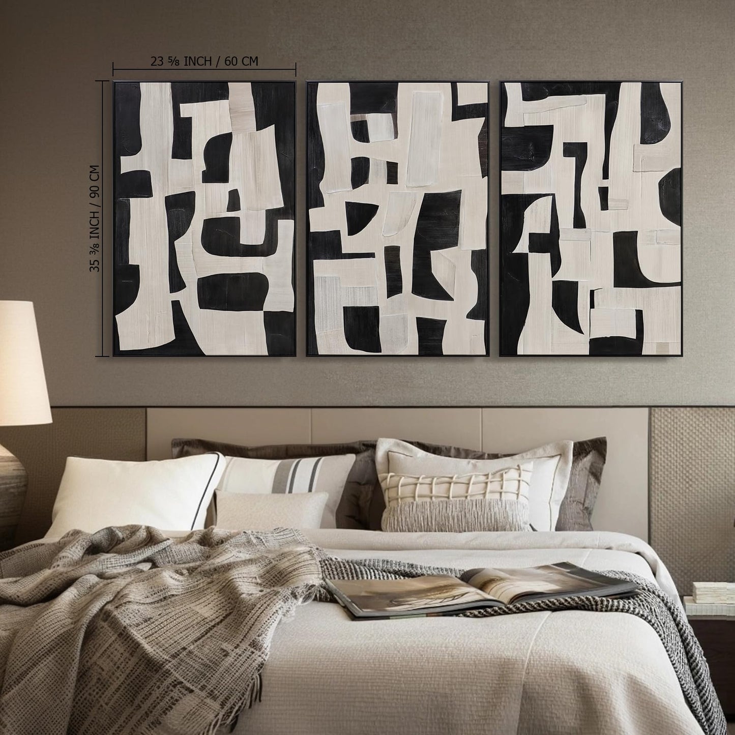 Boho Textured 3D Wall Art 3PC 24x36in