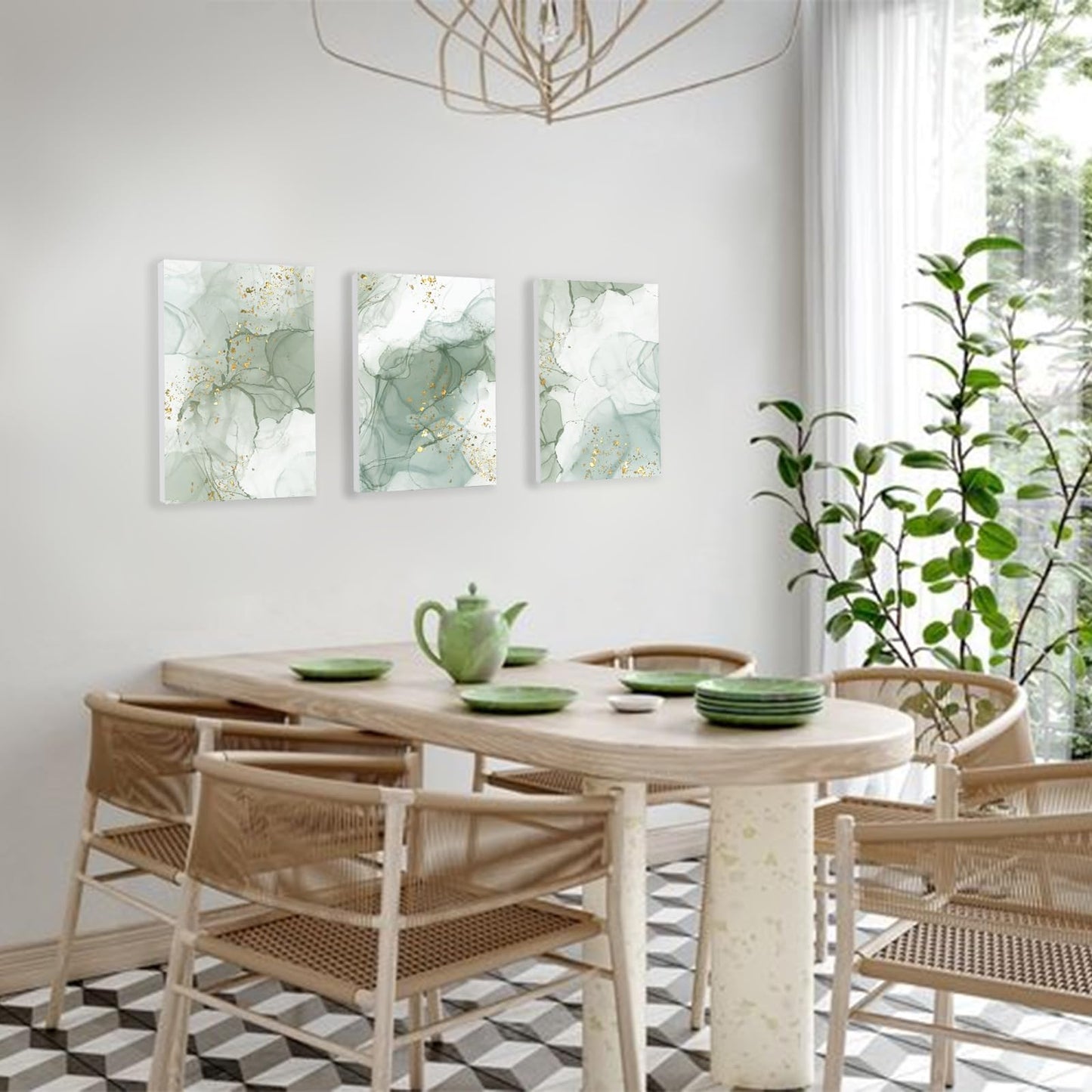 Sage Green Wall Art Set of 3 – 12x16in
