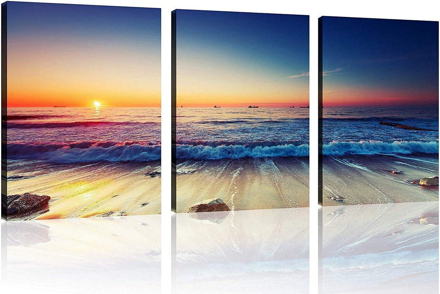Beach Canvas Wall Art โ 3 Panel Sunset