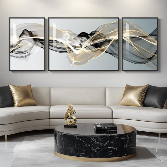 Black & Gold Abstract Art 3PC