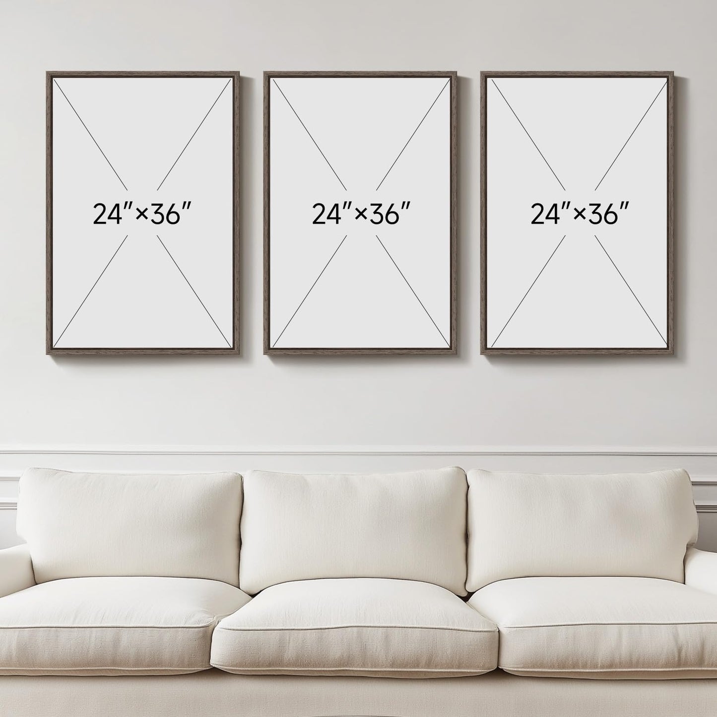 Neutral Abstract Wall Art 3PC 24x36in