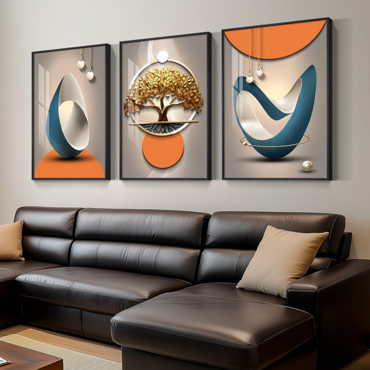 Black & Gold Abstract Art 3PC