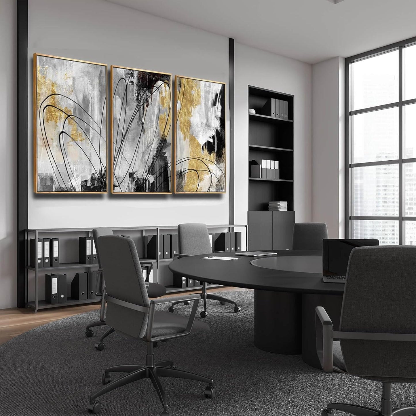 Gold Abstract Wall Art 3PC