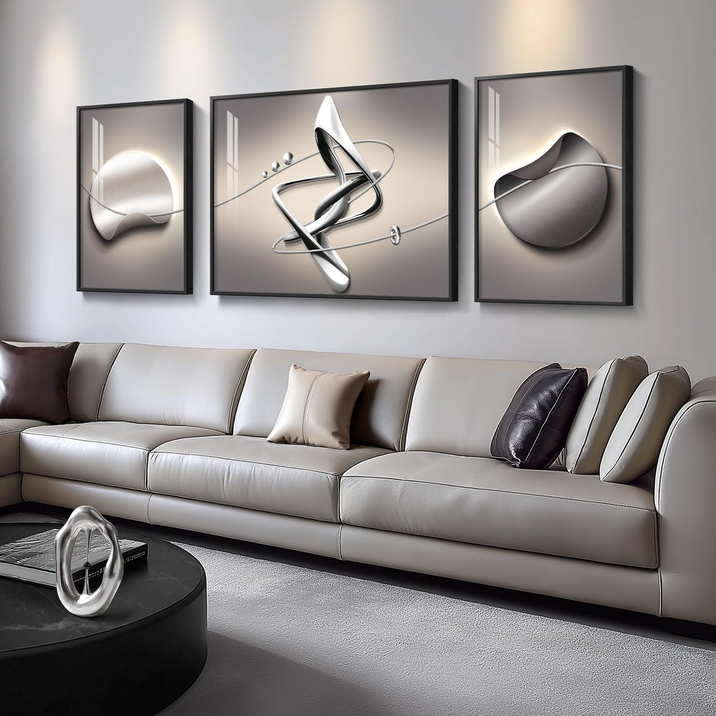 Black & Gold Abstract Art 3PC
