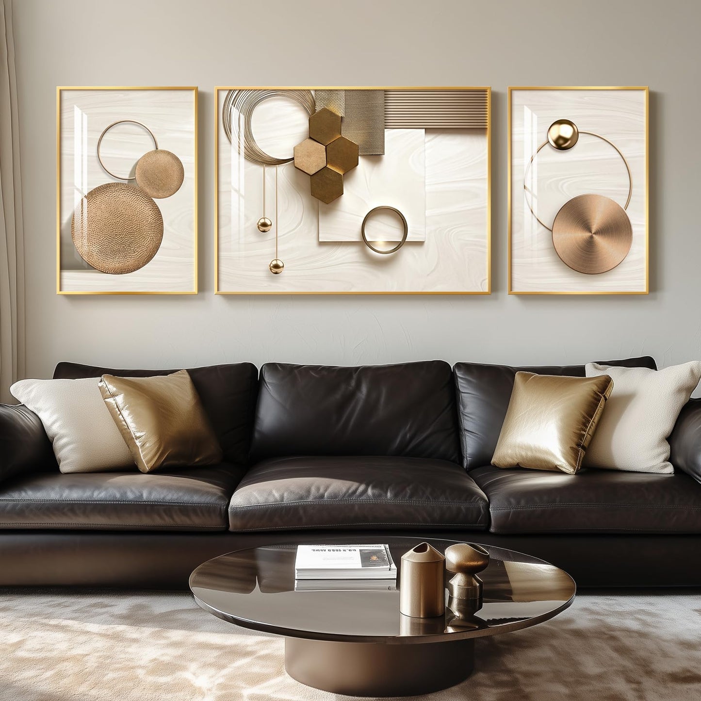 Black & Gold Abstract Art 3PC