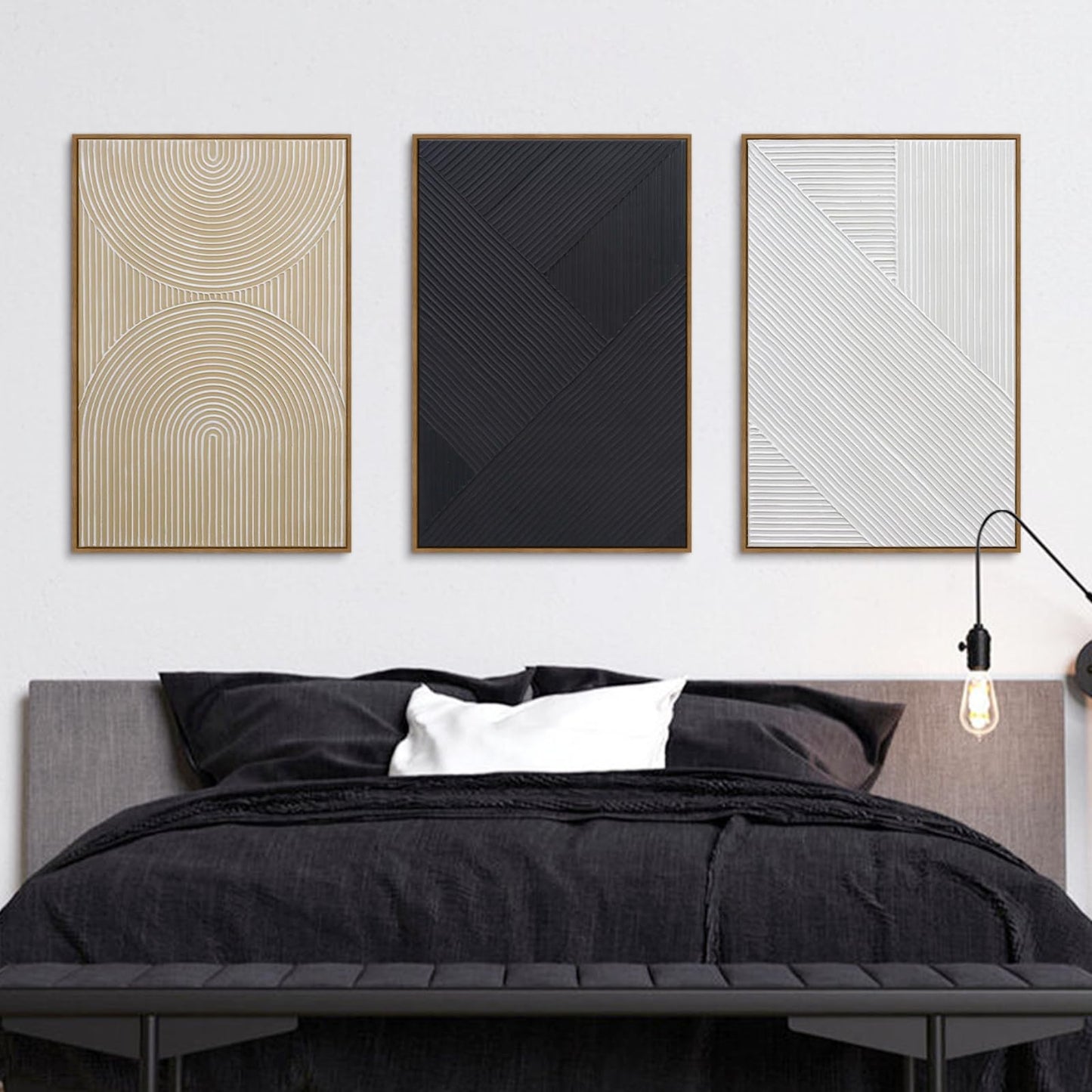 Boho Textured 3D Wall Art 3PC 24x36in