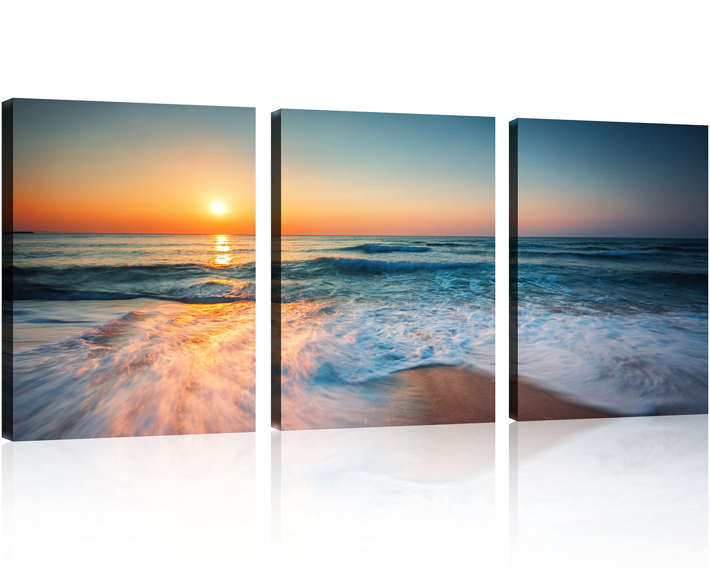 Beach Canvas Wall Art โ 3 Panel Sunset