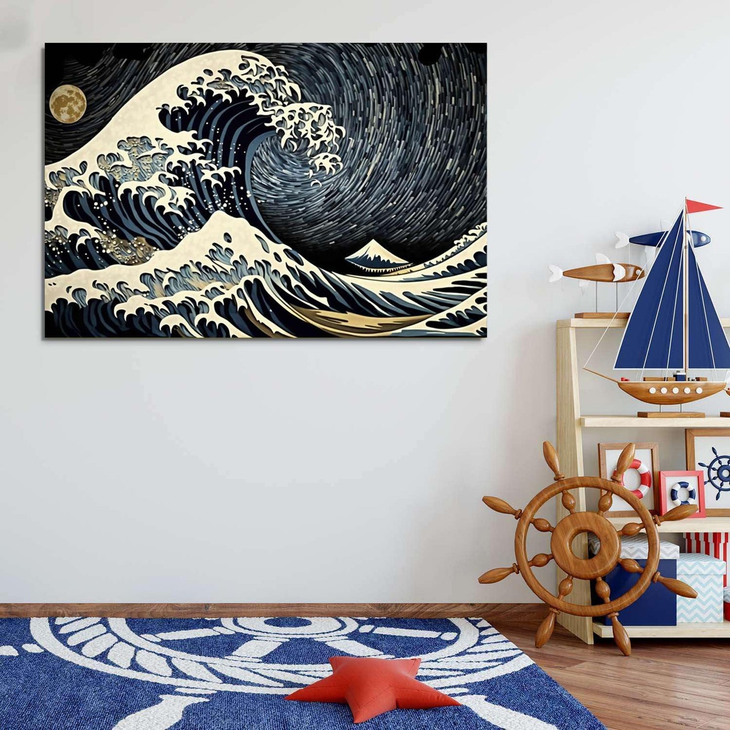 Ship & Moon Canvas Wall Art – 32x48in