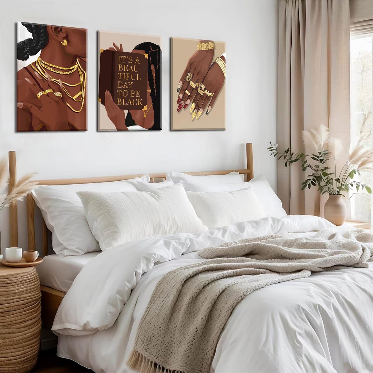 3 Pcs Black Woman Wall Art – 12x16in