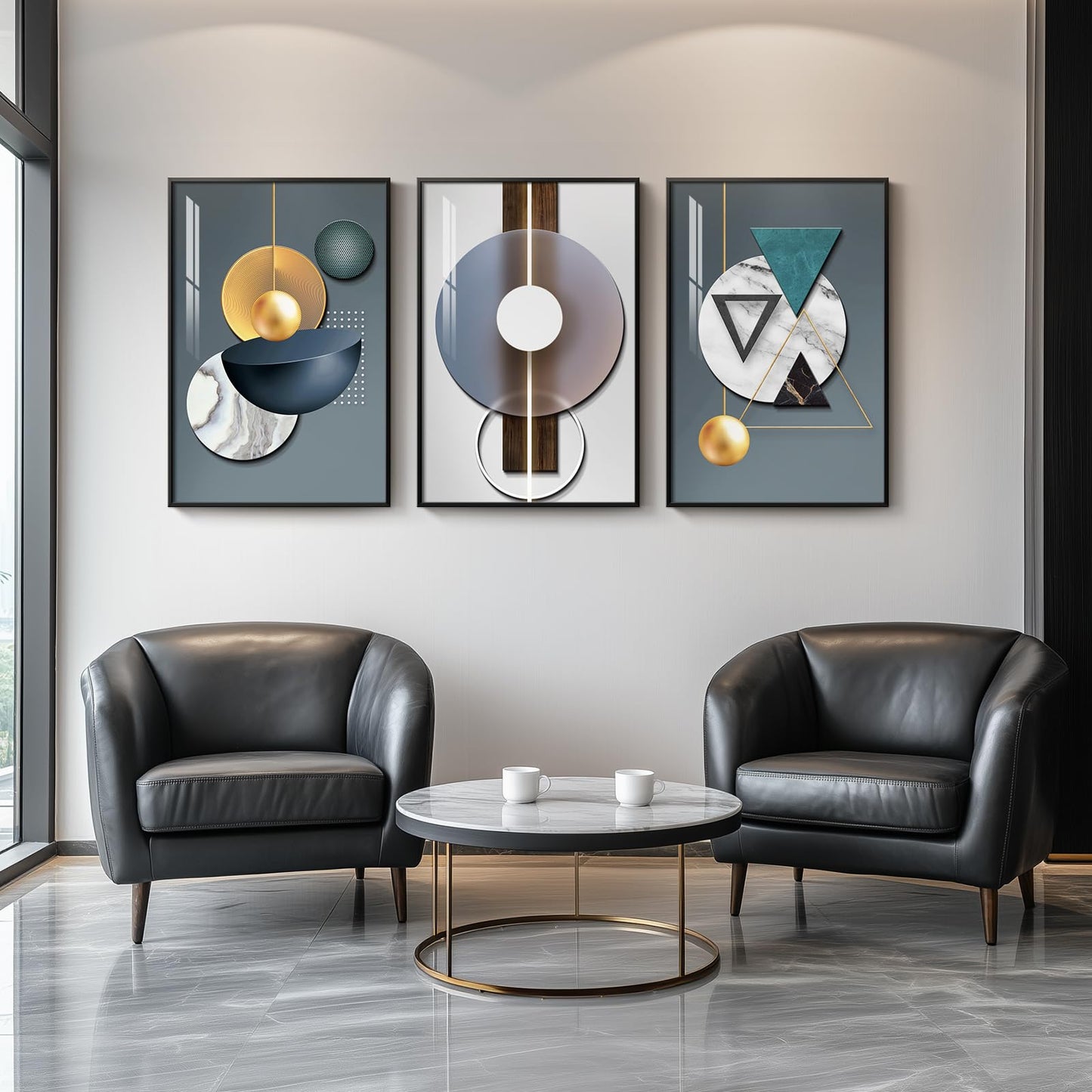 Black & Gold Abstract Art 3PC