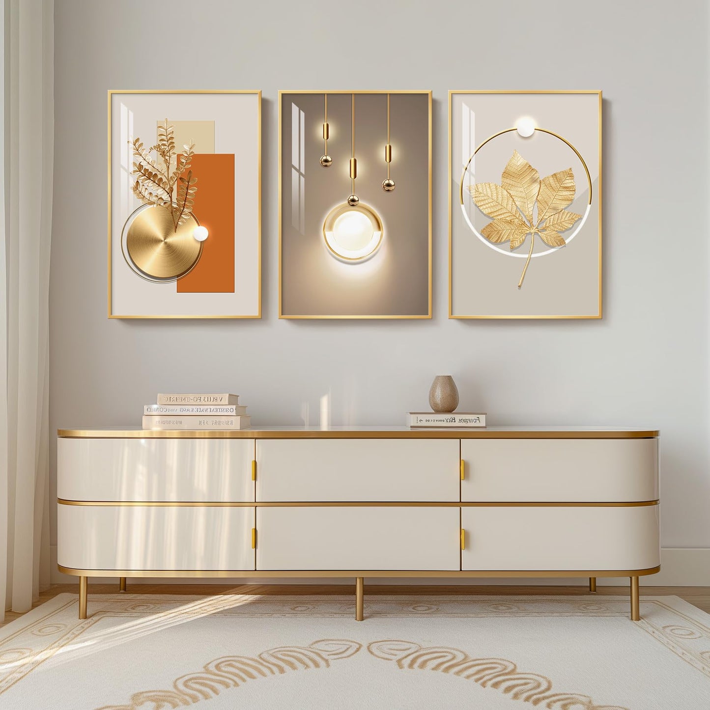 Black & Gold Abstract Art 3PC