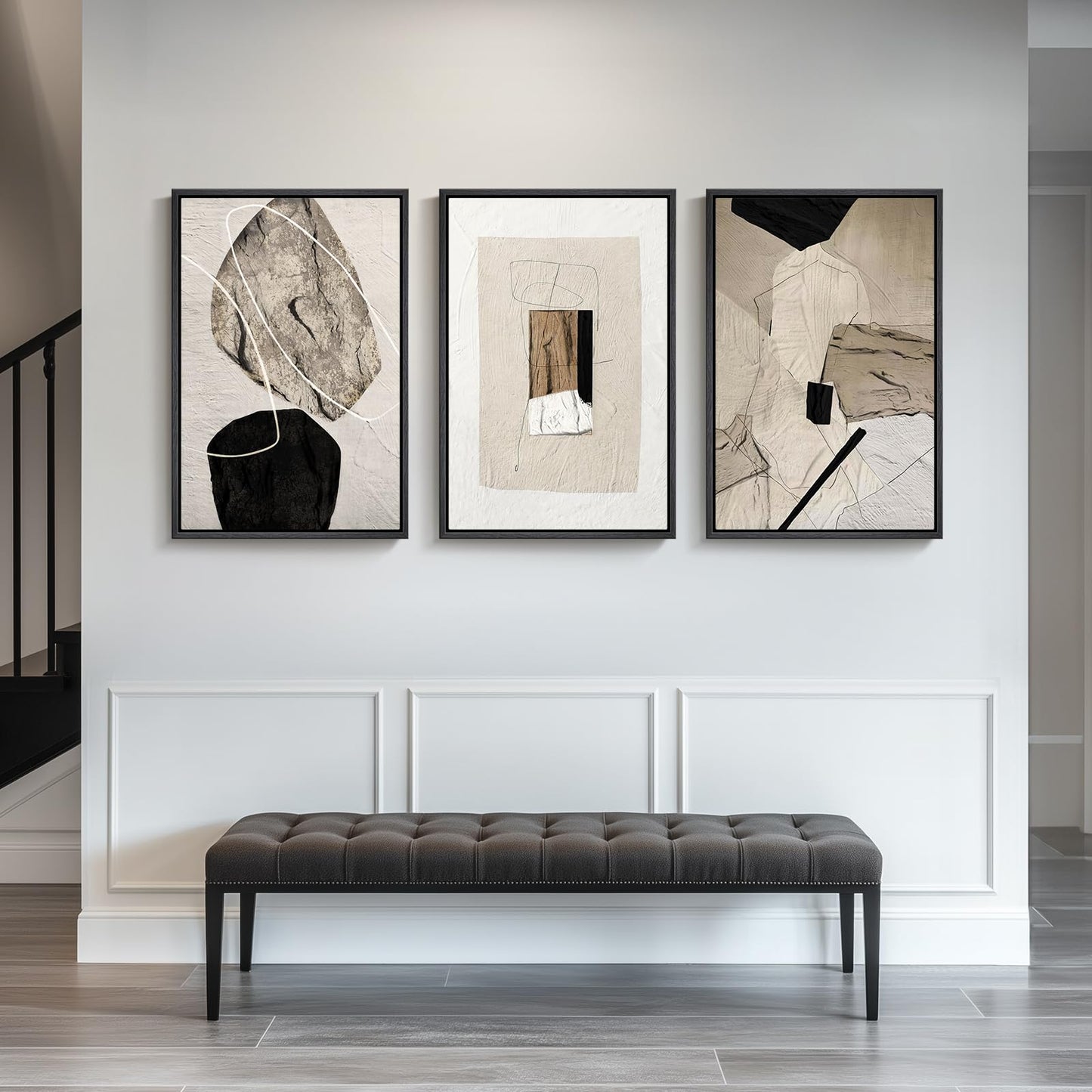 Neutral Abstract Wall Art 3PC 24x36in