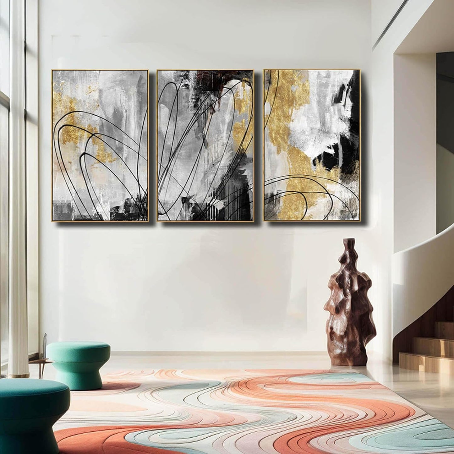 Gold Abstract Wall Art 3PC