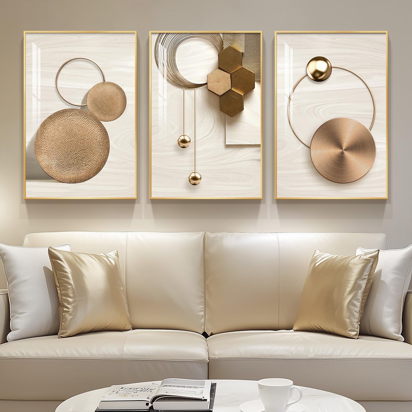 Black & Gold Abstract Art 3PC