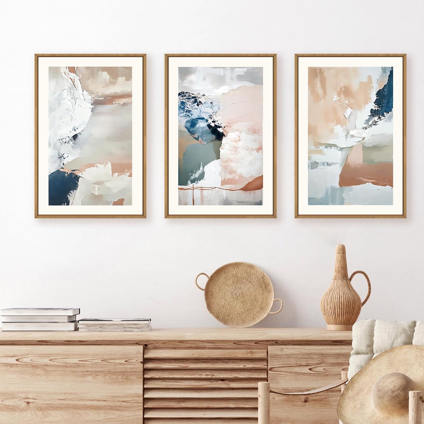 Navy Blue Abstract Wall Art 3PC 24x36in