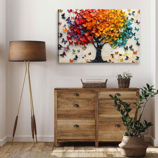 Colorful Butterfly Tree Wall Art 16x24in