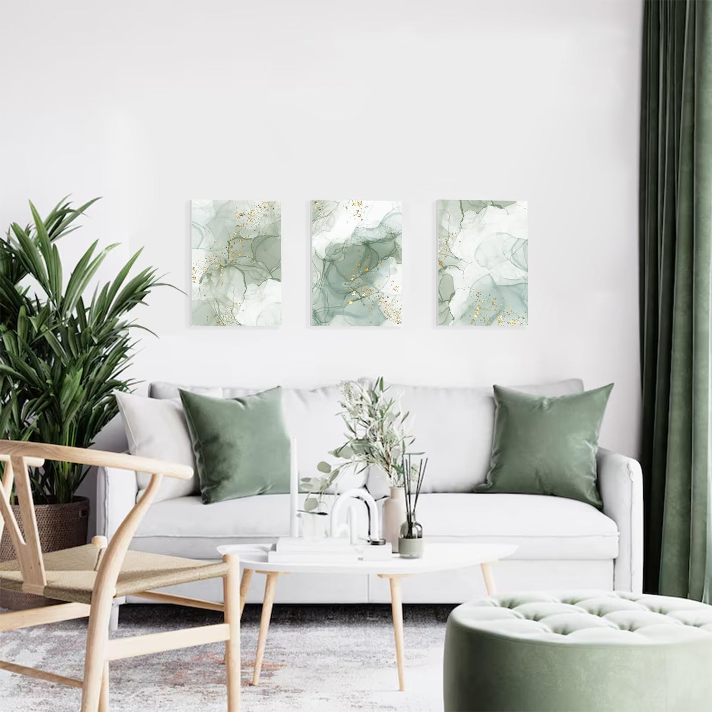Sage Green Wall Art Set of 3 – 12x16in