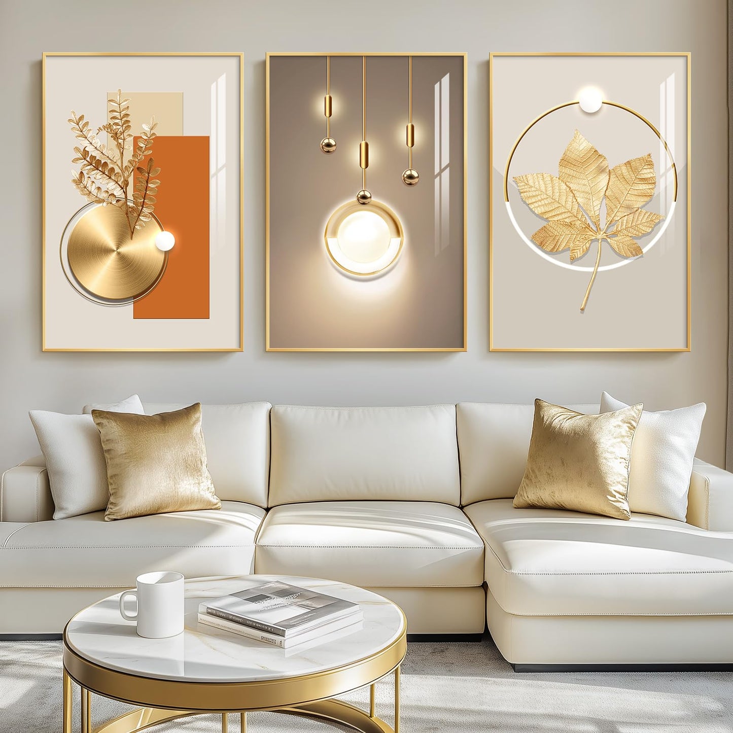 Black & Gold Abstract Art 3PC
