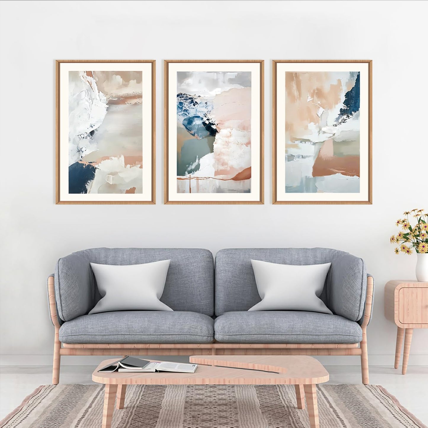 Navy Blue Abstract Wall Art 3PC 24x36in