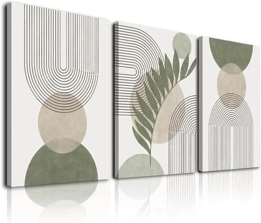 Sage Green Boho Wall Art Set of 3 – 12x16in