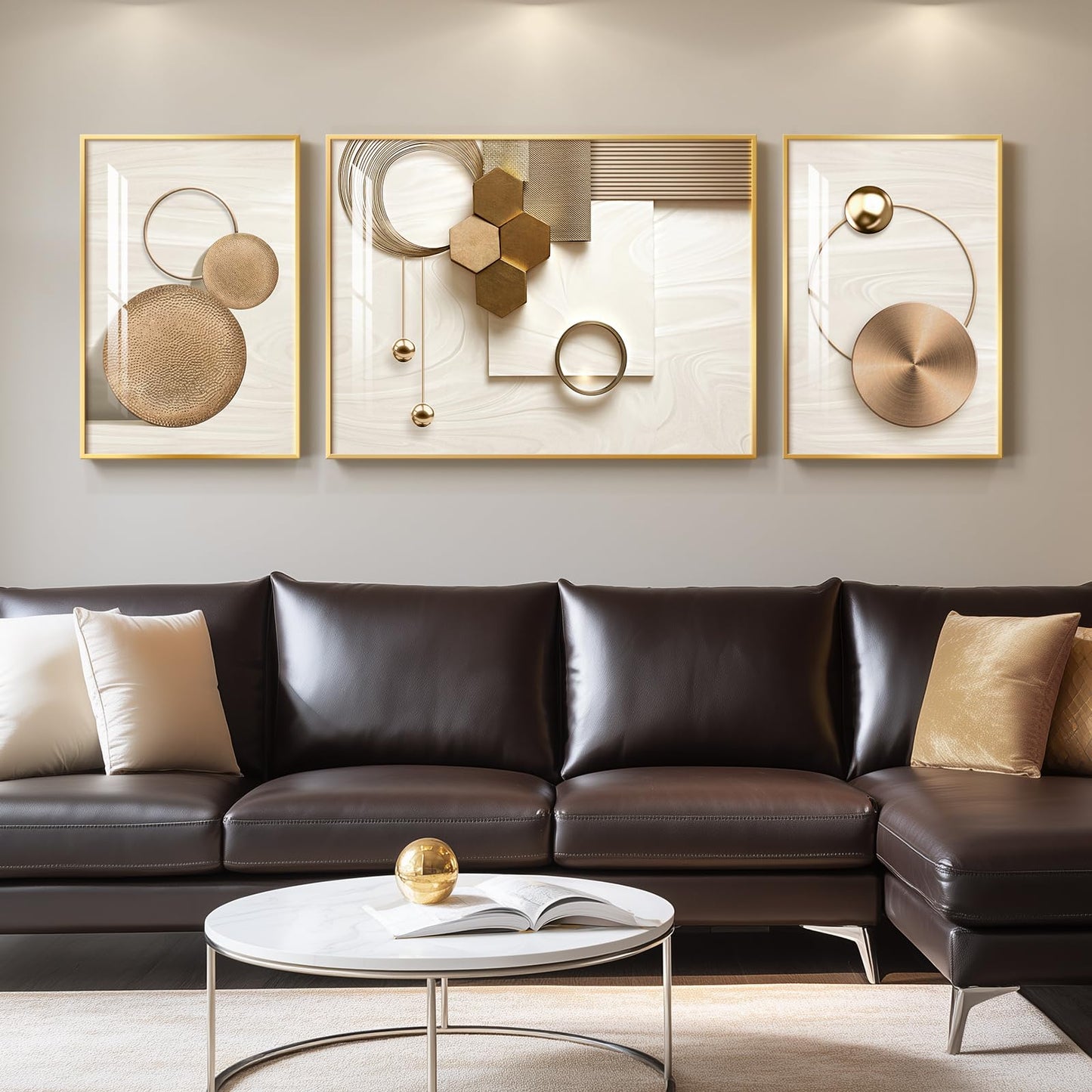 Black & Gold Abstract Art 3PC