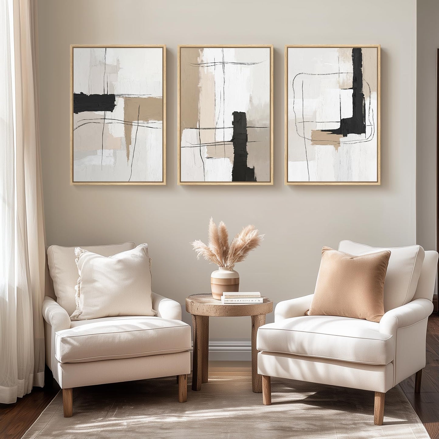 Neutral Abstract Wall Art 3PC 24x36in