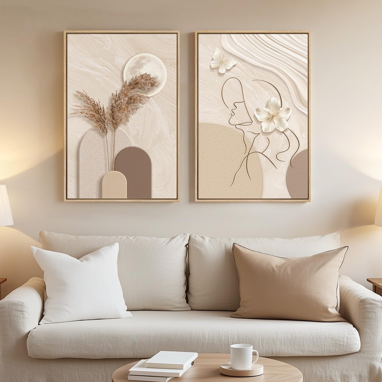 Neutral Abstract Wall Art 2PC