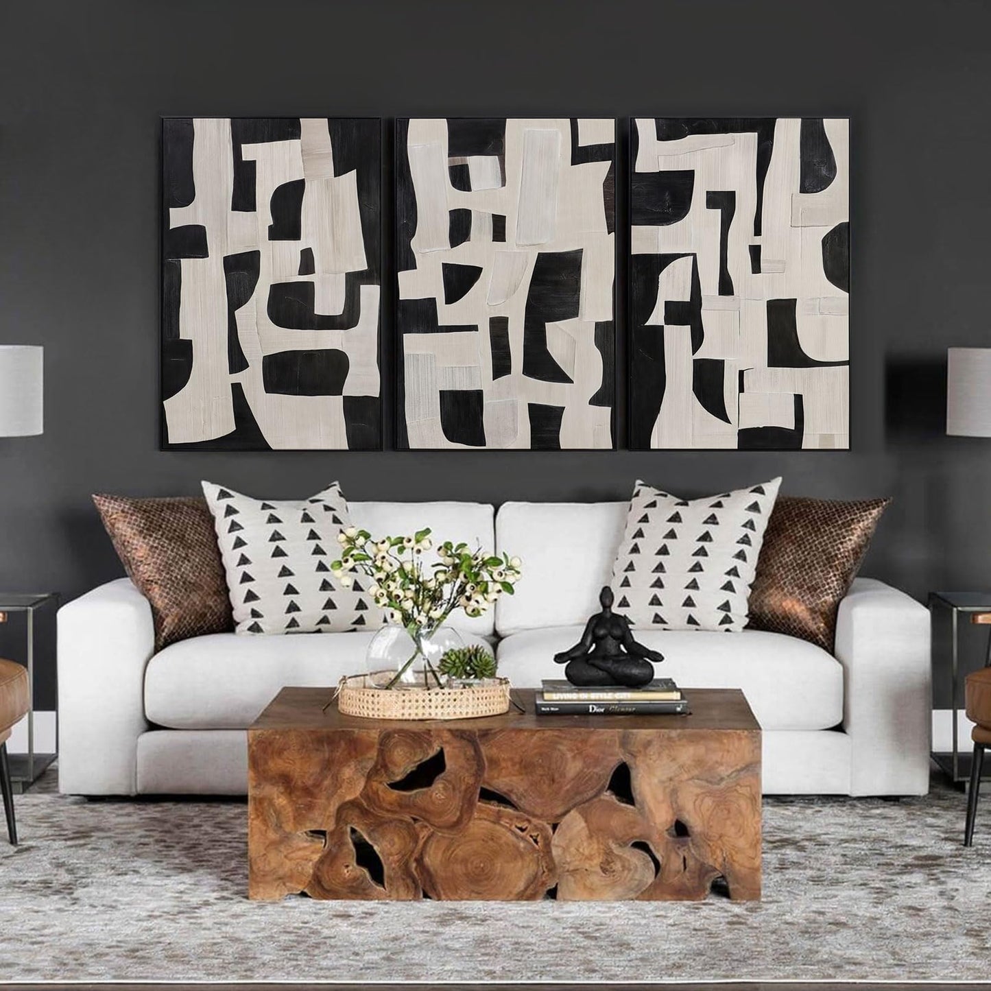 Boho Textured 3D Wall Art 3PC 24x36in