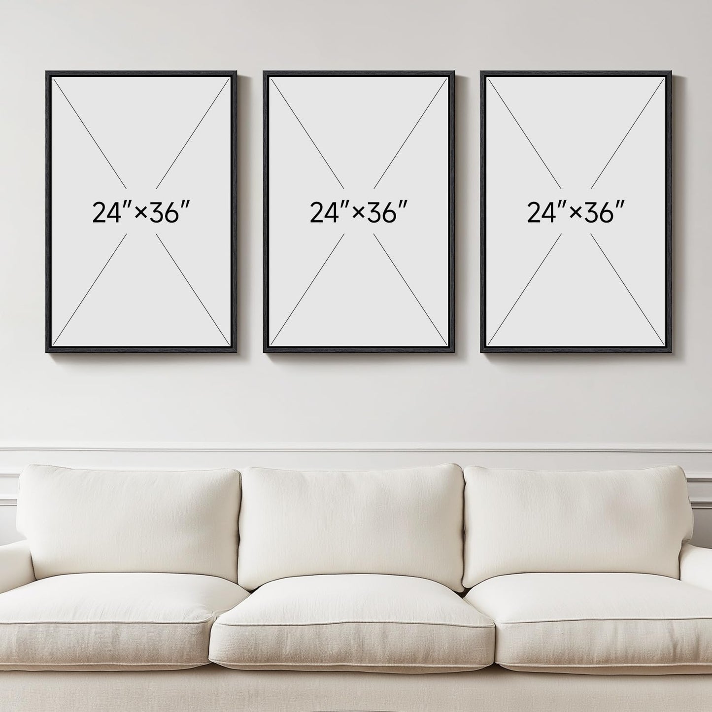 Neutral Abstract Wall Art 3PC 24x36in